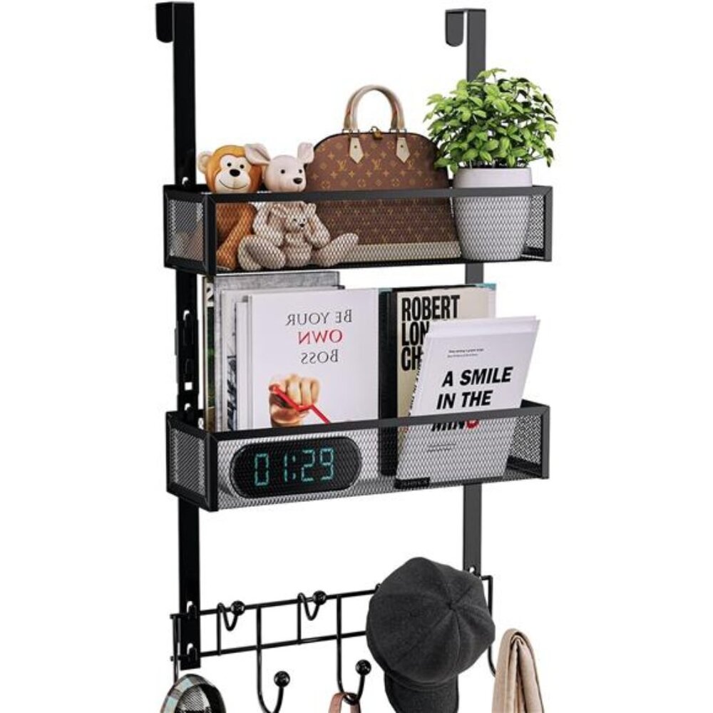 Over The Door Hooks Organizer - Extra Long Door Hanger with 9 Coat Hooks